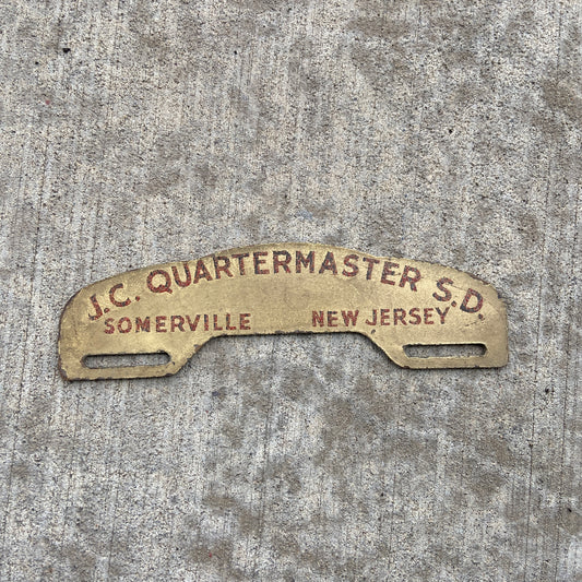 1942 Somerville Quartermaster Sub-Depot New Jersey License Plate Topper