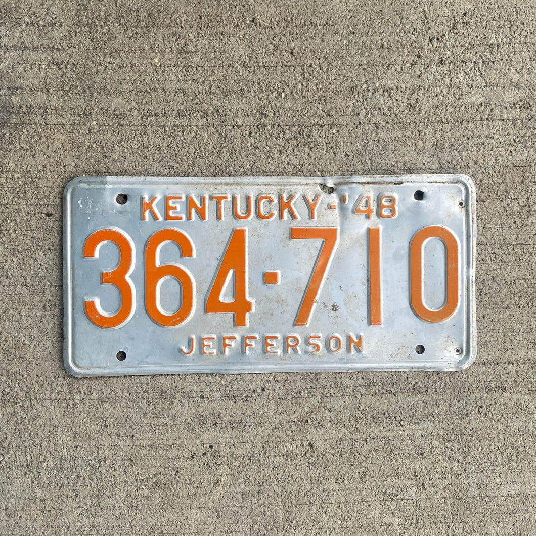 1948 Kentucky License Plate Vintage Silver Orange Wall Decor 364710