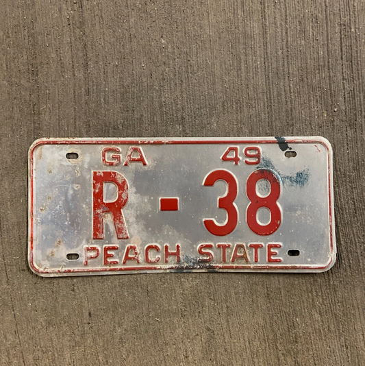 1949 Georgia License Plate R 38 Low Number Ford Chevy Dodge YOM DMV Clear