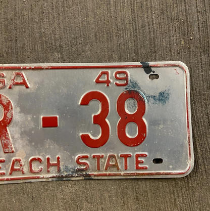 1949 Georgia License Plate R 38 Low Number Ford Chevy Dodge YOM DMV Clear
