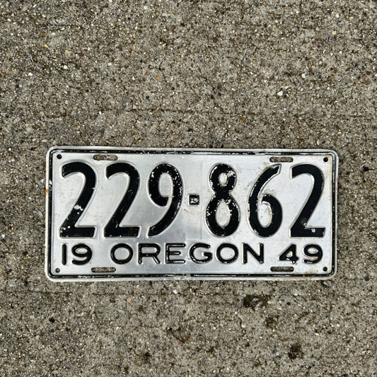 1949 Oregon License Plate Vintage Silver Wall Decor