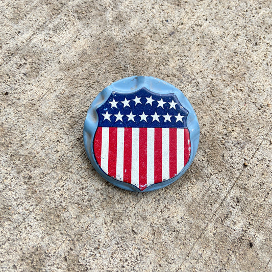 1950s American Flag Holder Shield License Plate Topper USA Americana