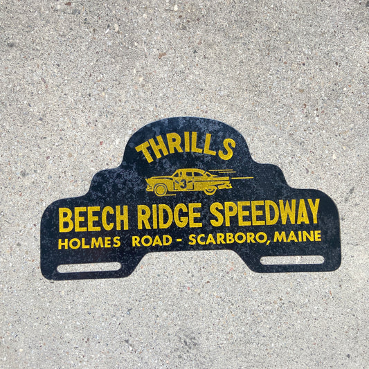 1950s Beech Ridge Speedway Maine License Plate Topper Scarboro Holmes Road Race