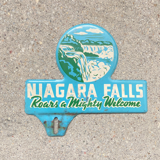 1950s Niagara Falls New York License Plate Topper Roars a Mighty Welcome Garage