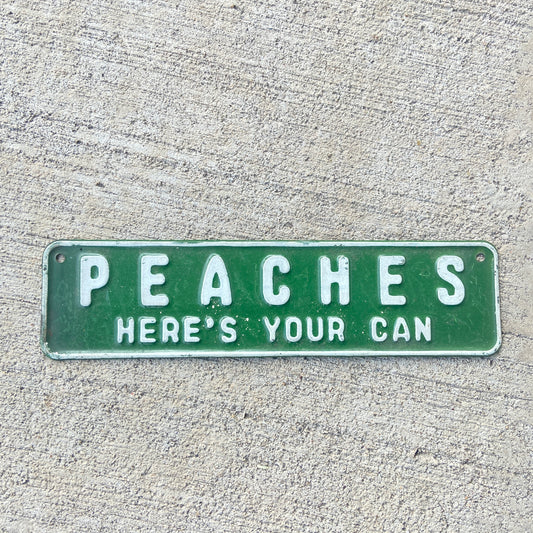 1950s Peaches License Plate Topper Pun Joke Fun Funny