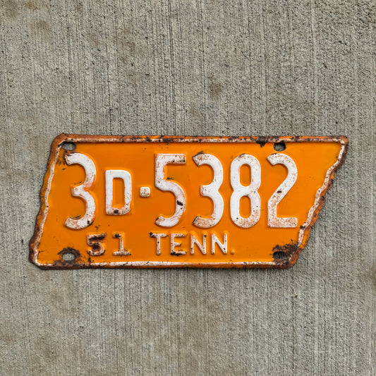 1951 Tennessee License Plate University of Tennessee Decor