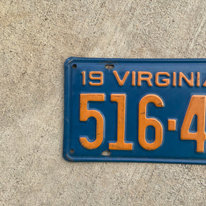 1953 Virginia License Plate Vintage Orange Blue Wall Decor 516434