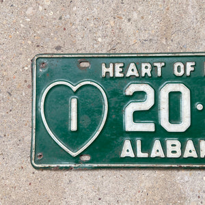 1955 Alabama License Plate Vintage Green Heart of Dixie 20337