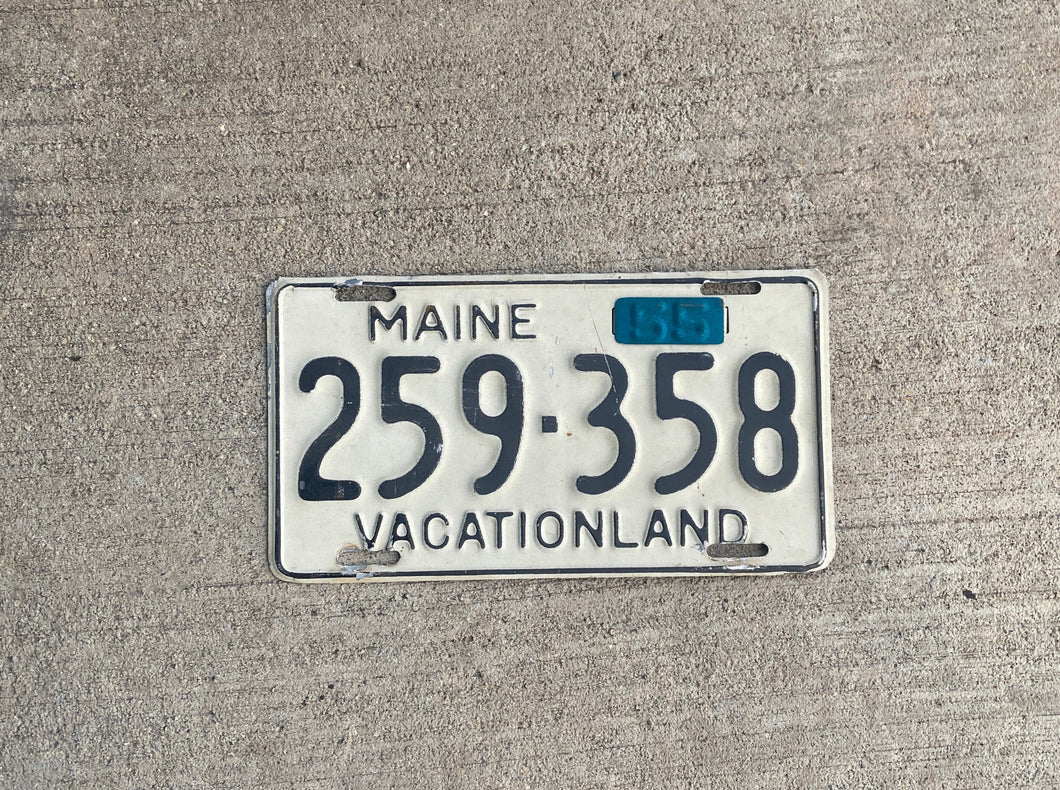 1950 Maine License Plate Vintage White and Black Wall Decor