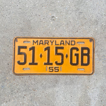 Load image into Gallery viewer, 1955 Maryland Truck License Plate 51-15-GB YOM DMV Clear
