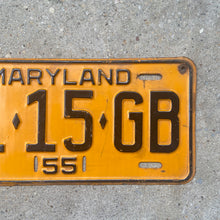 Load image into Gallery viewer, 1955 Maryland Truck License Plate 51-15-GB YOM DMV Clear
