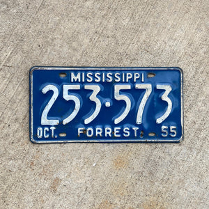 1955 Mississippi License Plate Vintage Blue Wall Decor 253573