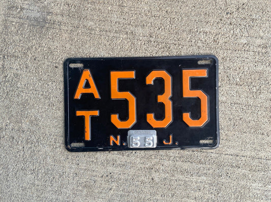 1955 New Jersey License Plate Vintage Wall Hanging Decor
