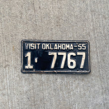 Load image into Gallery viewer, 1955 Oklahoma License Plate Vintage Black White Wall Decor 1-7767
