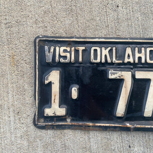 1955 Oklahoma License Plate Vintage Black White Wall Decor 1-7767