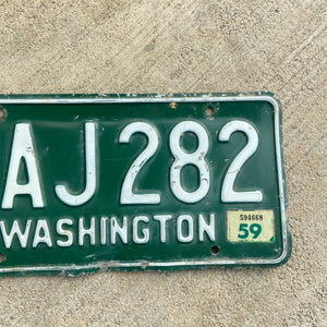 1958 Washington License Plate WAJ 282 YOM DMV Clear 1959