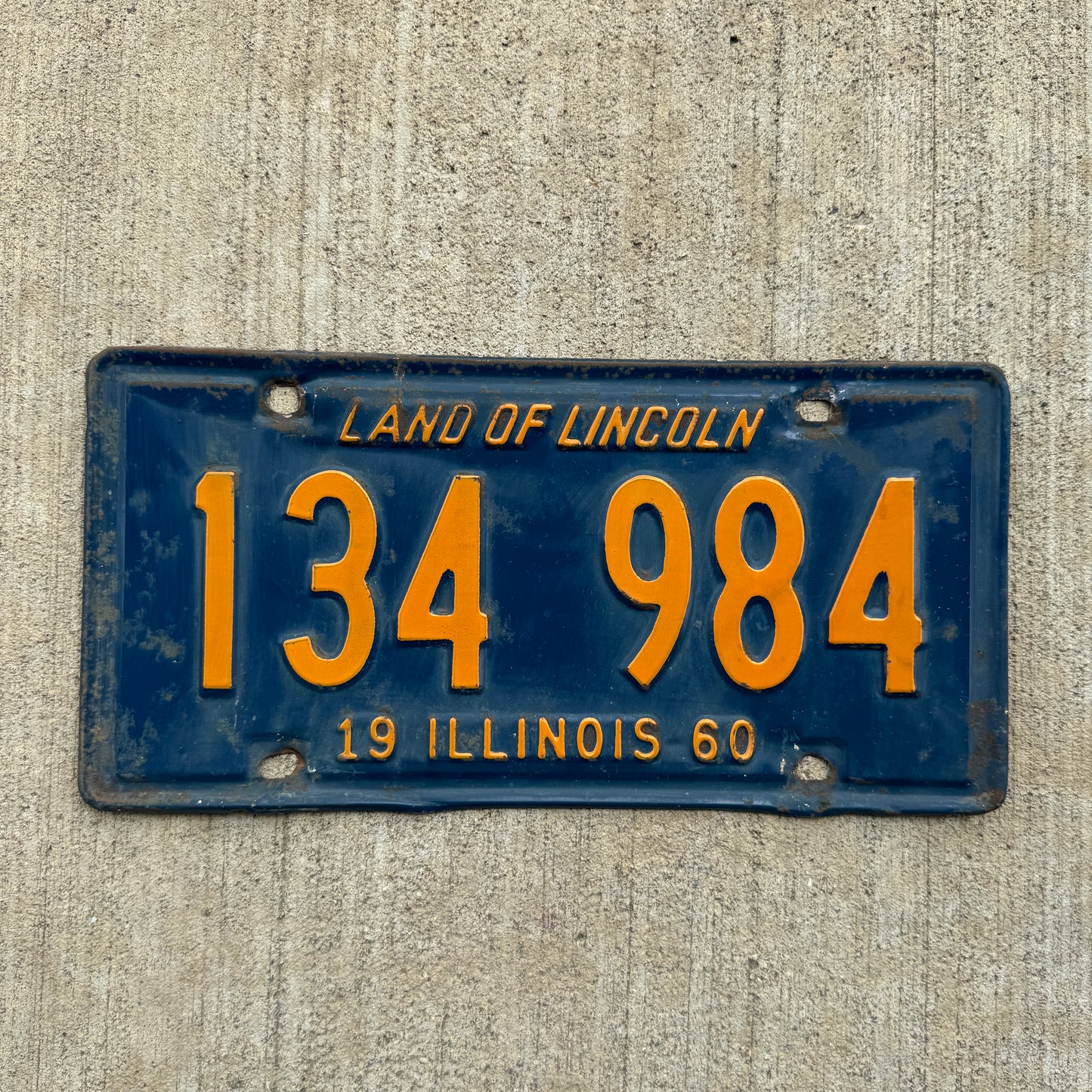 1960 Illinois License Plate | Vintage Orange & Blue Wall Decor 134984