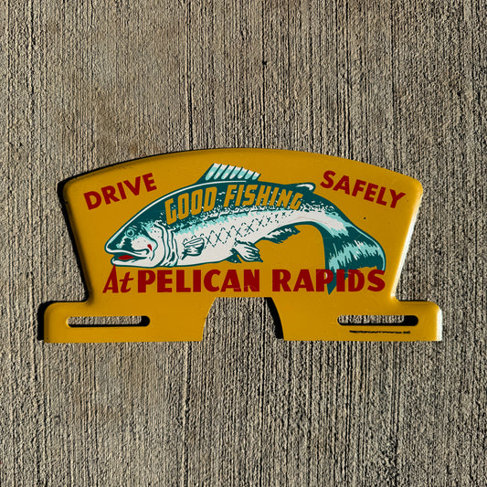 1960 Pelican Rapids Minnesota License Plate Topper Amazing Fish Fishing Graphic