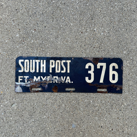1960s South Post Fort Myer Virginia License Plate Topper 376 Pentagon Arlington