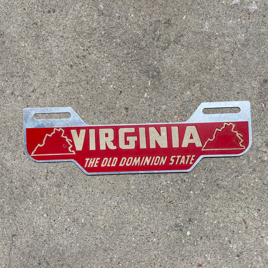 1960s Virginia License Plate Topper Vintage Old Dominion State Decor