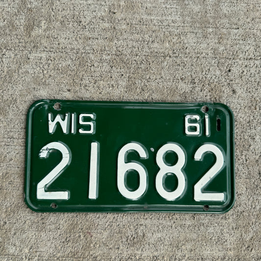 1961 Wisconsin Motorcycle License Plate Vintage Wall Decor
