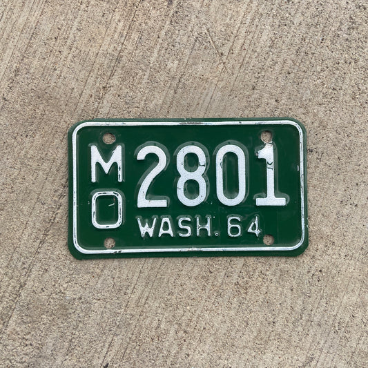 1964 Washington Motorcycle License Plate MC 2801 YOM DMV Clear