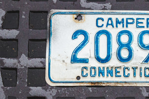 1965 Connecticut Camper License Plate Vintage Camping Decor