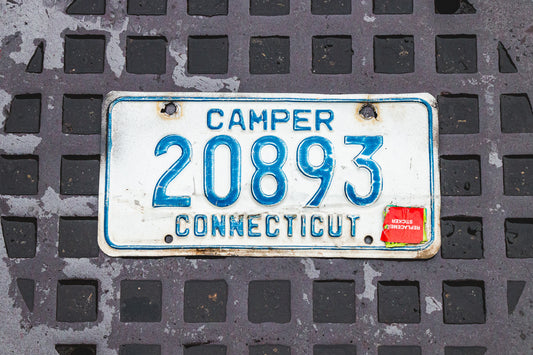 1965 Connecticut Camper License Plate Vintage Camping Decor