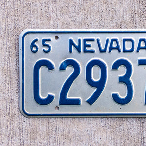 1965 Nevada License Plate Vintage Silver Auto Decor