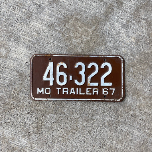 1967 Missouri Trailer License Plate Vintage Rustic Wall Decor