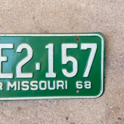 1968 Missouri License Plate Vintage Green Wall Decor
