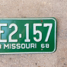 Load image into Gallery viewer, 1968 Missouri License Plate Vintage Green Wall Decor
