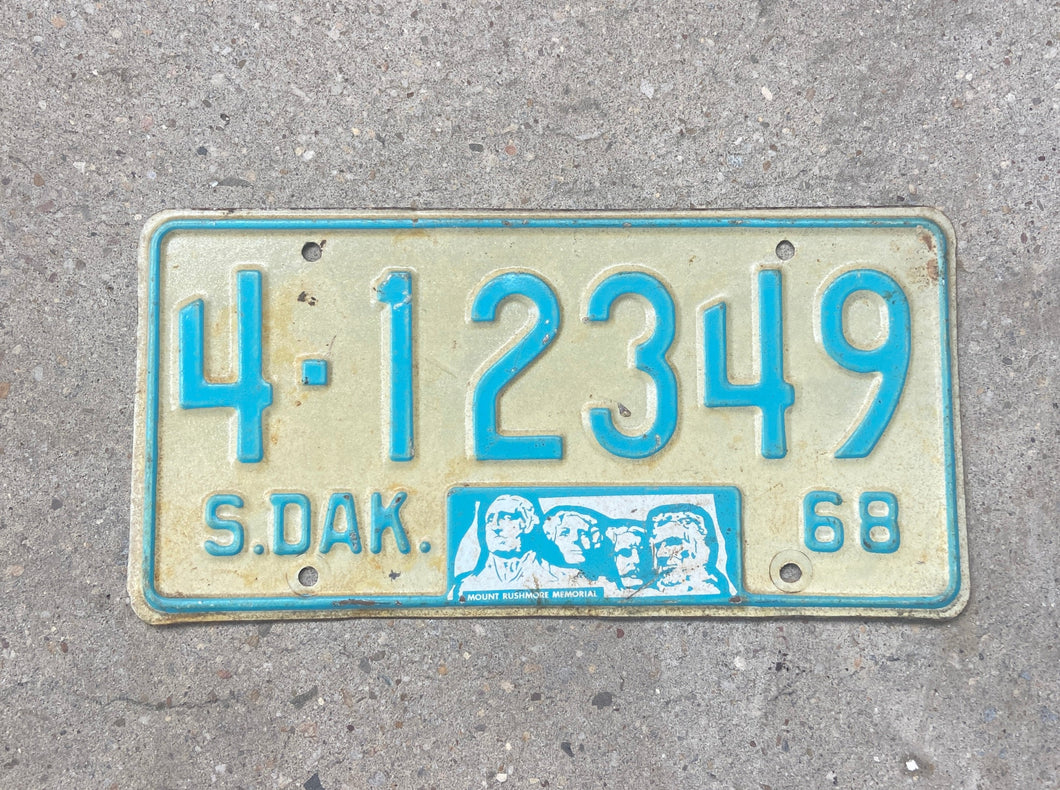 1968 South Dakota License Plate Vintage Light Blue Wall Decor