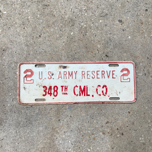1970s Era 2nd Army Reserve License Plate Topper 348th CML Co Chemical