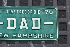 1970 New Hampshire DAD Vanity License Plate Great Father Gift