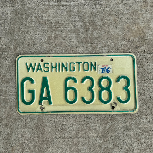 1971 Washington TRUCK License Plate GA 6383 DMV Clear YOM 1974