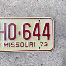 Load image into Gallery viewer, 1973 Missouri License Plate Vintage White Red Garage Wall Decor
