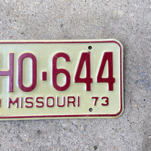 1973 Missouri License Plate Vintage White Red Garage Wall Decor