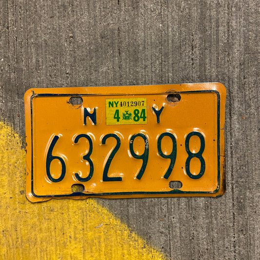 1973 New York Motorcycle License Plate 632998 YOM DMV Clear Harley Honda 1984