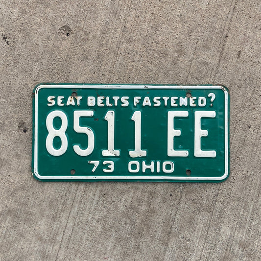 1973 Ohio License Plate Vintage Blue Wall Hanging Decor 8511 EE