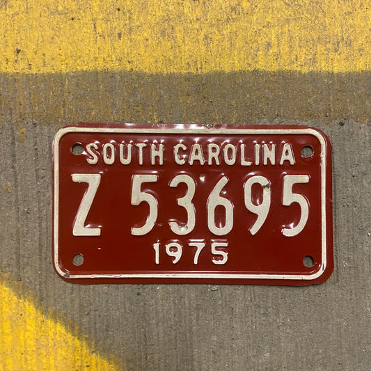 1975 South Carolina Motorcycle License Plate Vintage Wall Decor