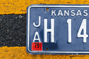 1976 Kansas License Plate Blue Vintage Wall Decor
