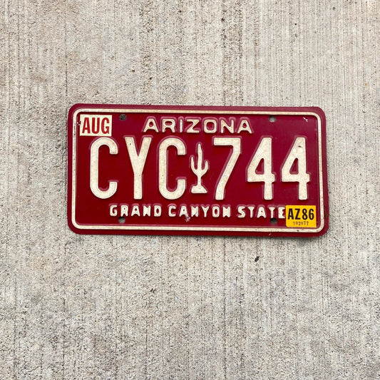 1980 Arizona Red License Plate Vintage Cactus Western Decor