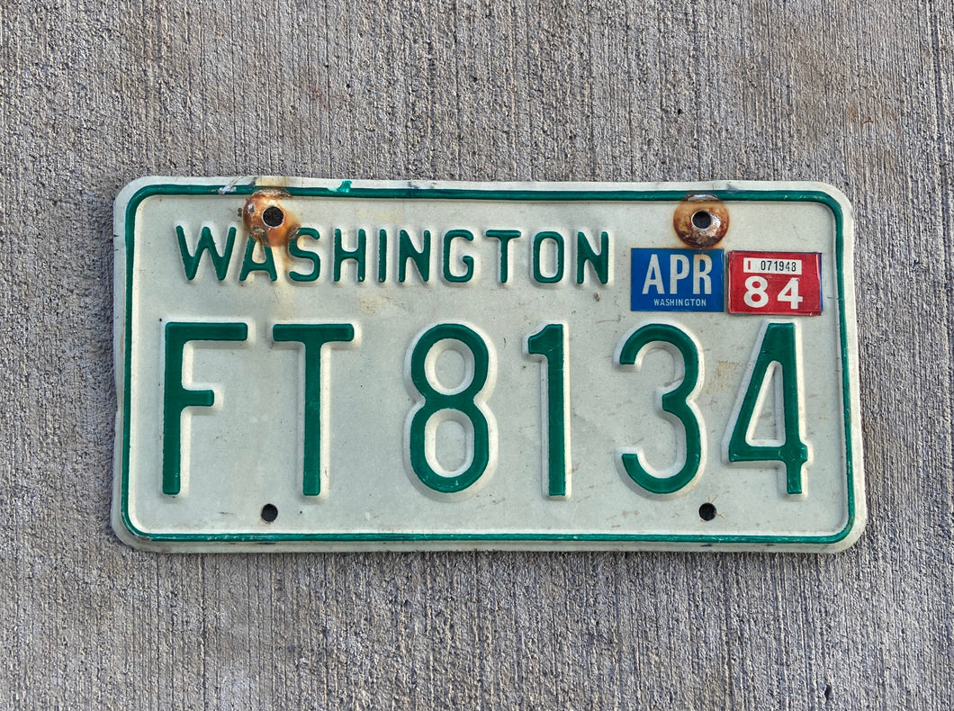 1984 Washington Trailer License Plate Green White Wall Decor