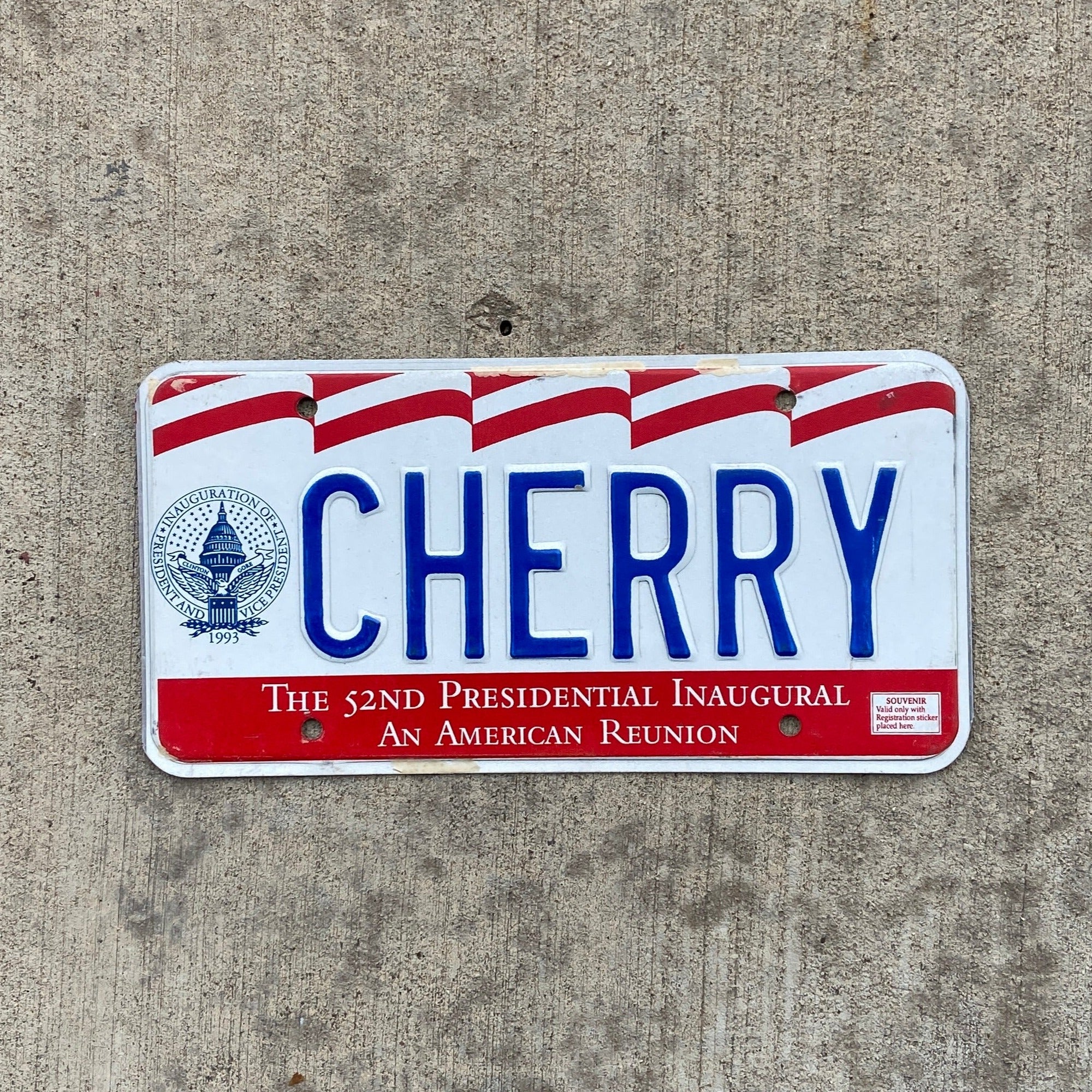 Inugration Plate 1993 Washington DC Clinton Presidential Inauguration License Plate CHE ...