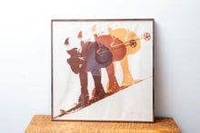 Load image into Gallery viewer, Alpine Skier Serigraph Print by Michael Ponko Vintage Brown Wall Art
