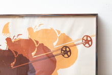 Load image into Gallery viewer, Alpine Skier Serigraph Print by Michael Ponko Vintage Brown Wall Art
