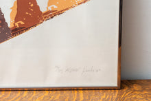 Load image into Gallery viewer, Alpine Skier Serigraph Print by Michael Ponko Vintage Brown Wall Art
