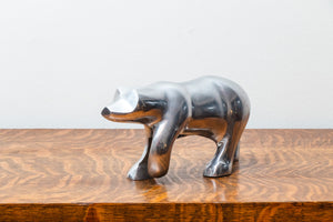 1970s Chrome Polar Bear Statue Vintage Mid-Century Winter Decor