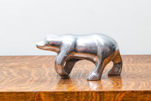 Load image into Gallery viewer, 1970s Chrome Polar Bear Statue Vintage Mid-Century Winter Decor
